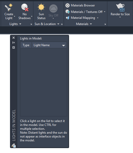 lightlist in autocad 2016